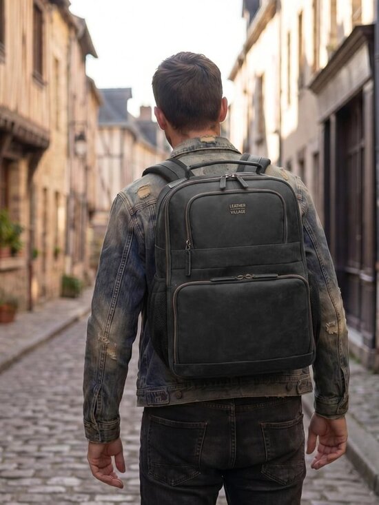 Premium Vintage Leather Laptop Backpack for Professionals main image 7